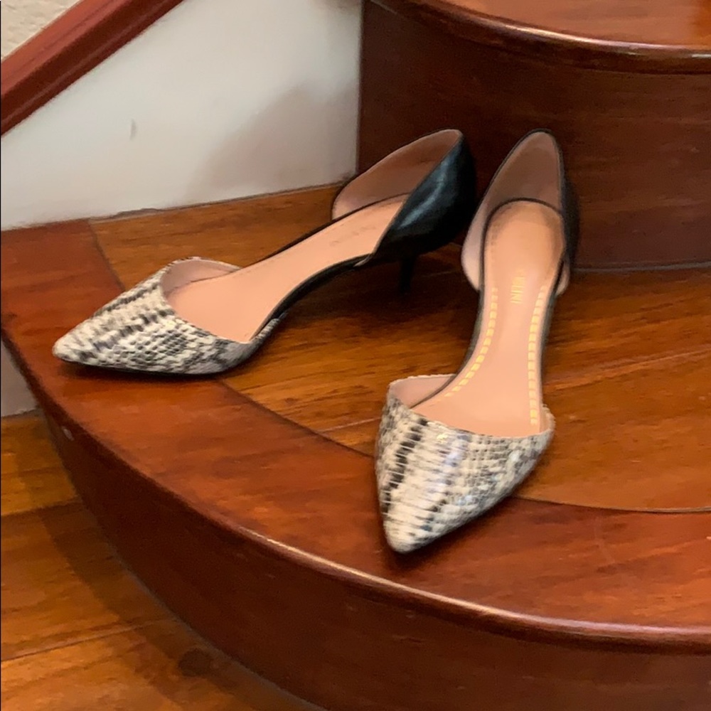 Snappy faux snakeskin D’Orsay pumps
